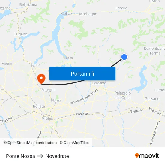 Ponte Nossa to Novedrate map