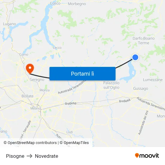 Pisogne to Novedrate map