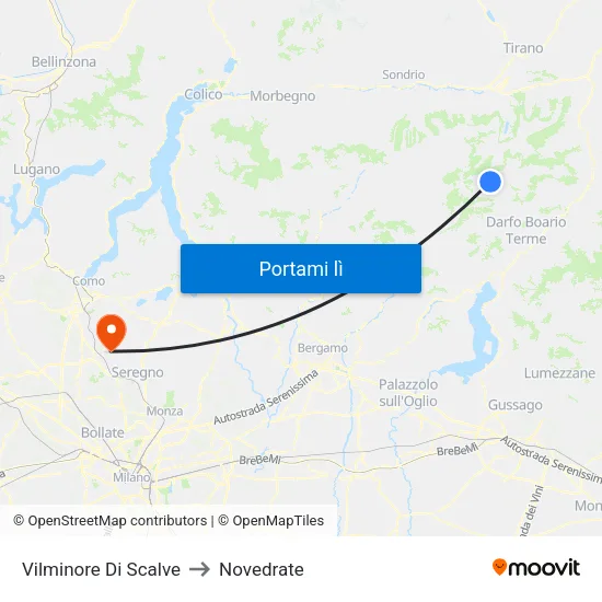 Vilminore Di Scalve to Novedrate map