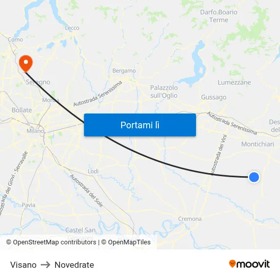 Visano to Novedrate map