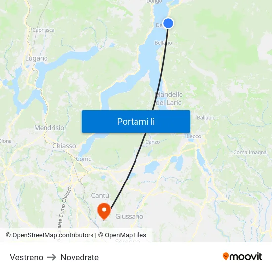 Vestreno to Novedrate map