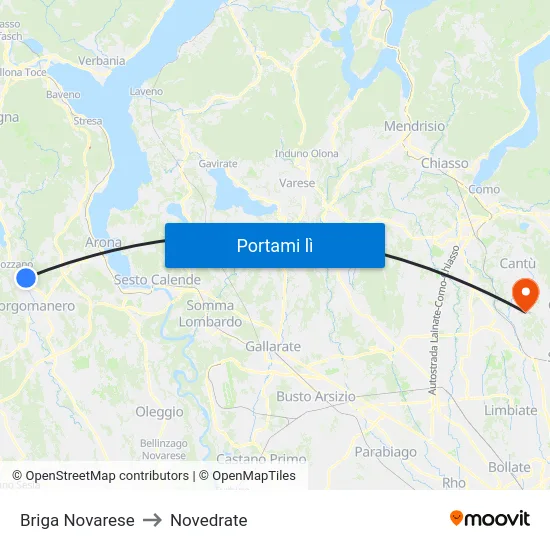 Briga Novarese to Novedrate map