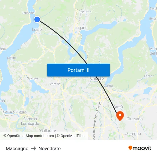 Maccagno to Novedrate map