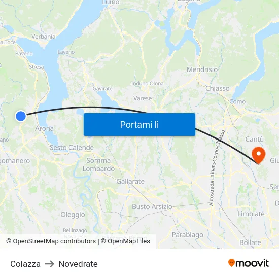Colazza to Novedrate map