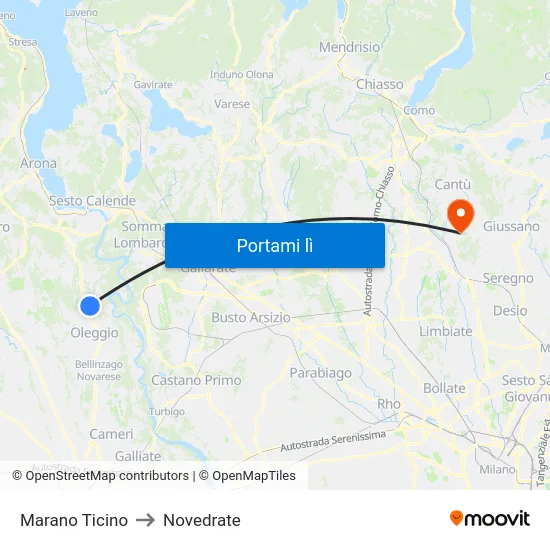 Marano Ticino to Novedrate map