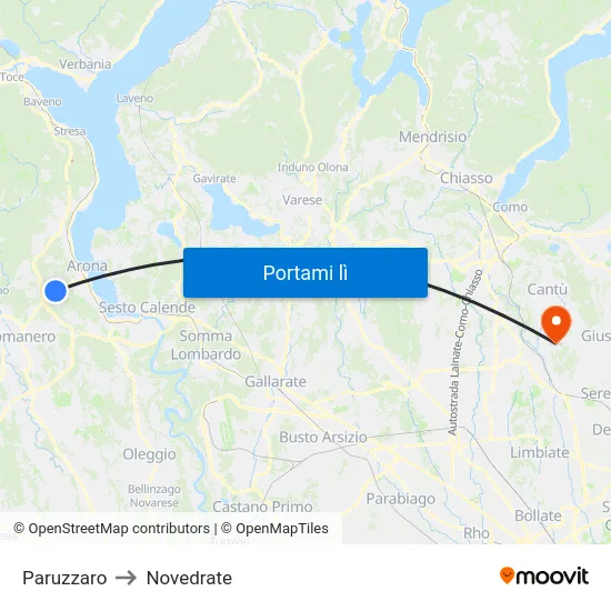Paruzzaro to Novedrate map