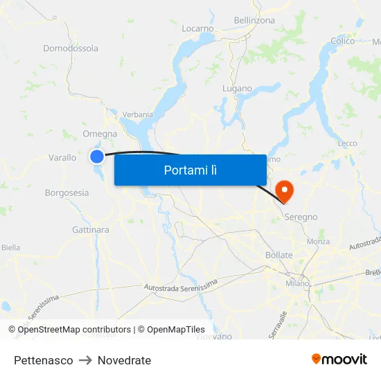 Pettenasco to Novedrate map