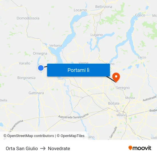 Orta San Giulio to Novedrate map