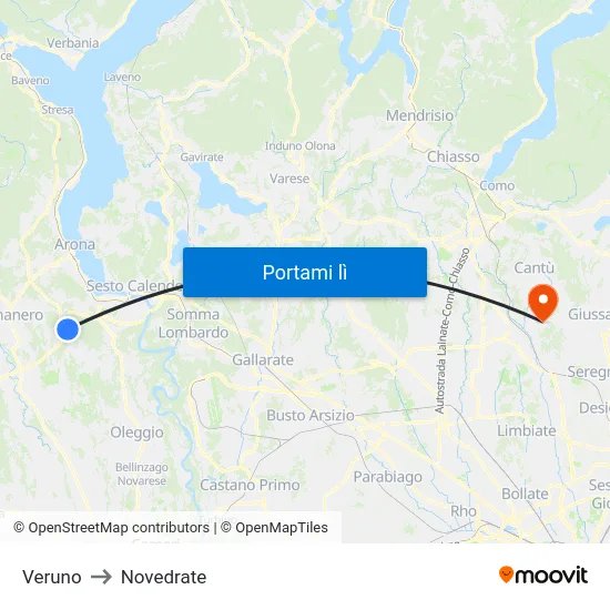 Veruno to Novedrate map
