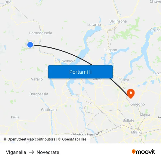 Viganella to Novedrate map