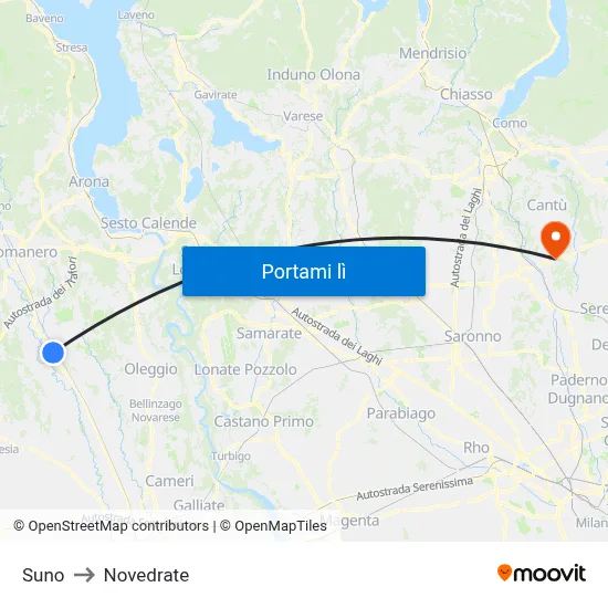Suno to Novedrate map