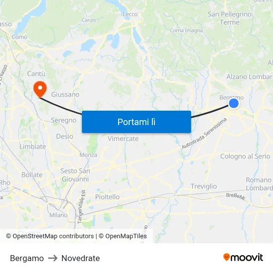 Bergamo to Novedrate map