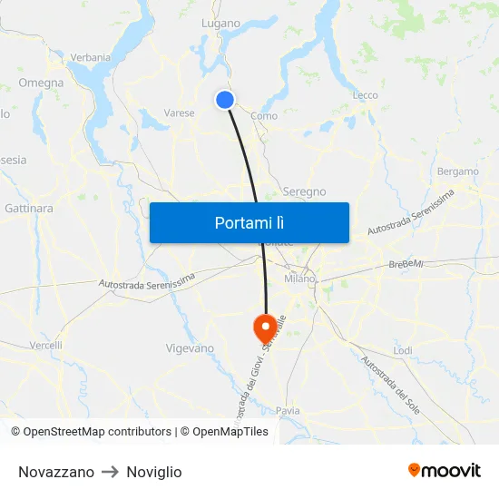 Novazzano to Noviglio map