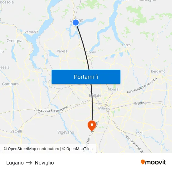 Lugano to Noviglio map