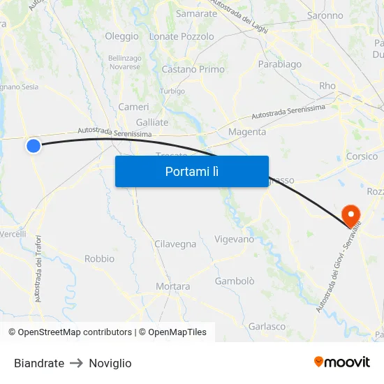 Biandrate to Noviglio map