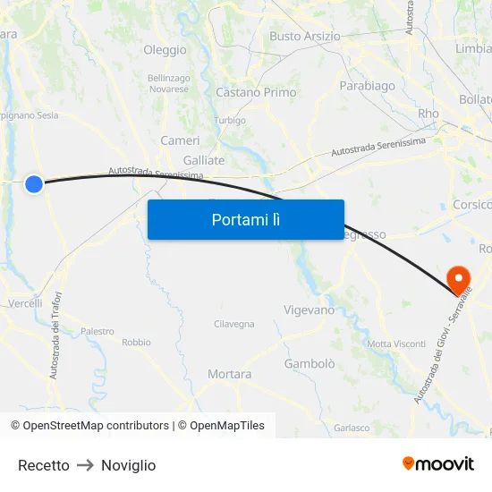 Recetto to Noviglio map