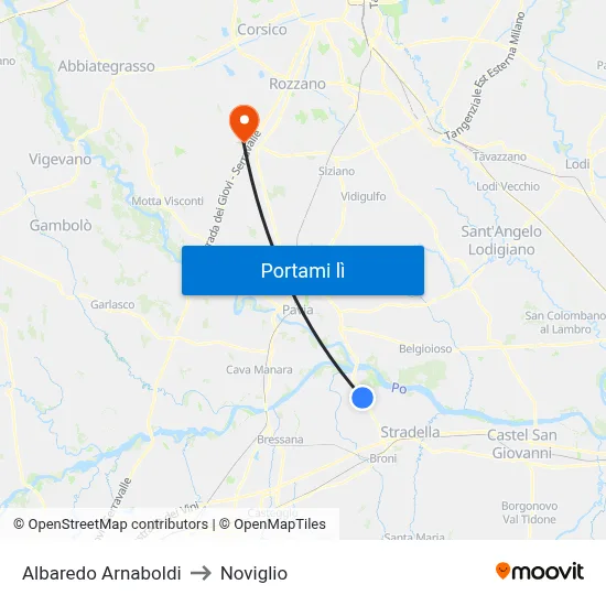 Albaredo Arnaboldi to Noviglio map