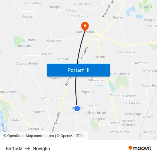 Battuda to Noviglio map