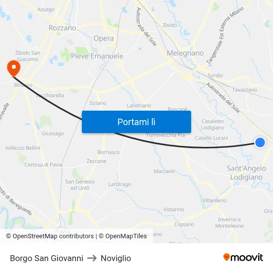 Borgo San Giovanni to Noviglio map