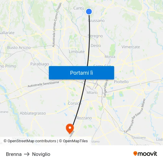 Brenna to Noviglio map