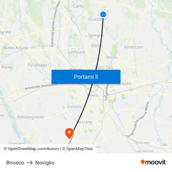 Briosco to Noviglio map