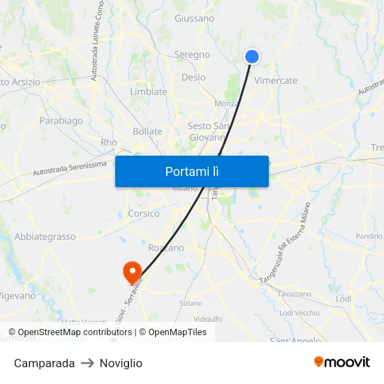 Camparada to Noviglio map