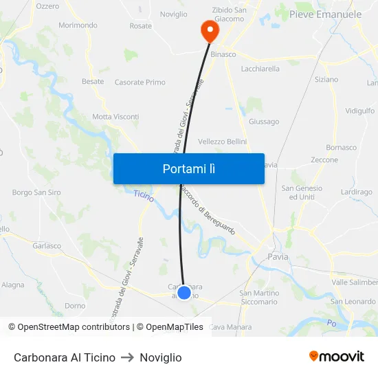 Carbonara Al Ticino to Noviglio map