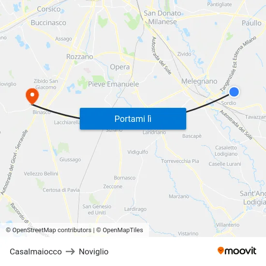 Casalmaiocco to Noviglio map