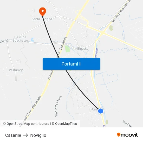 Casarile to Noviglio map