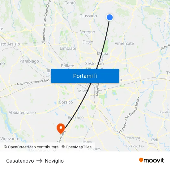 Casatenovo to Noviglio map