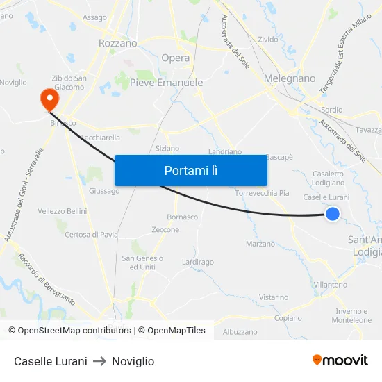 Caselle Lurani to Noviglio map