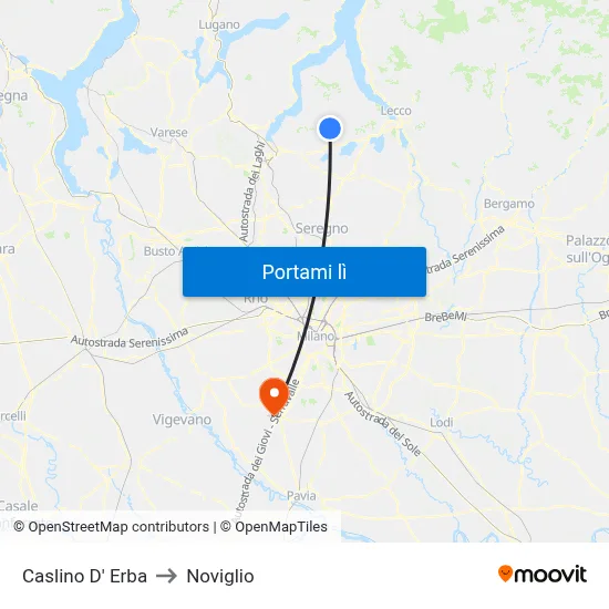 Caslino D' Erba to Noviglio map