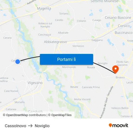 Cassolnovo to Noviglio map