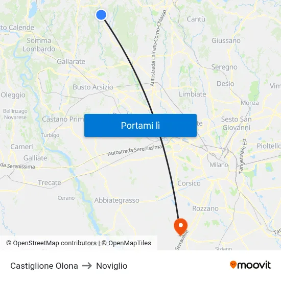 Castiglione Olona to Noviglio map