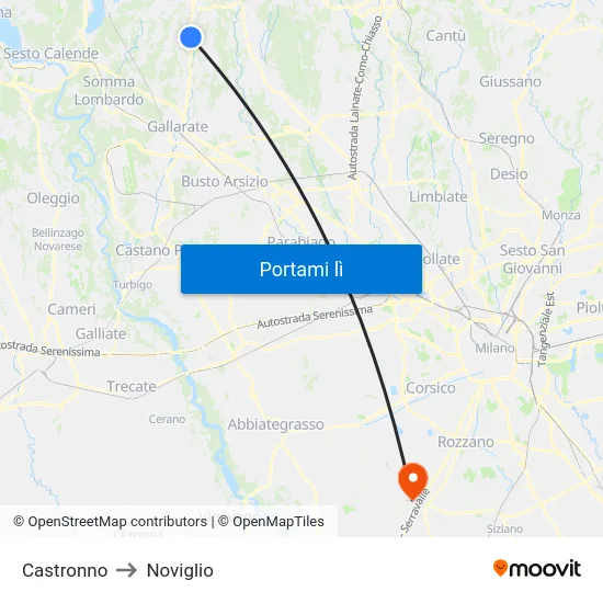 Castronno to Noviglio map
