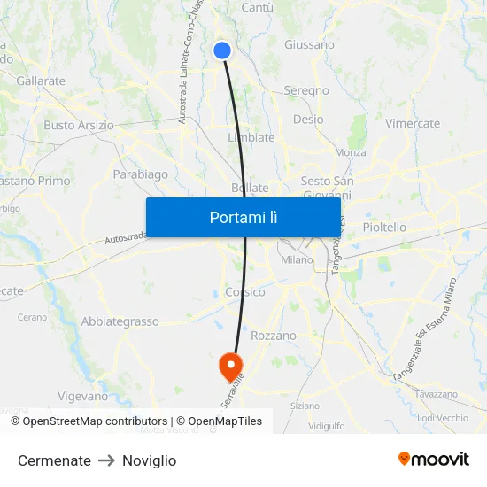 Cermenate to Noviglio map