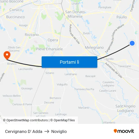 Cervignano D' Adda to Noviglio map