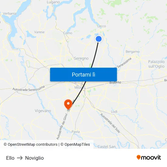 Ello to Noviglio map