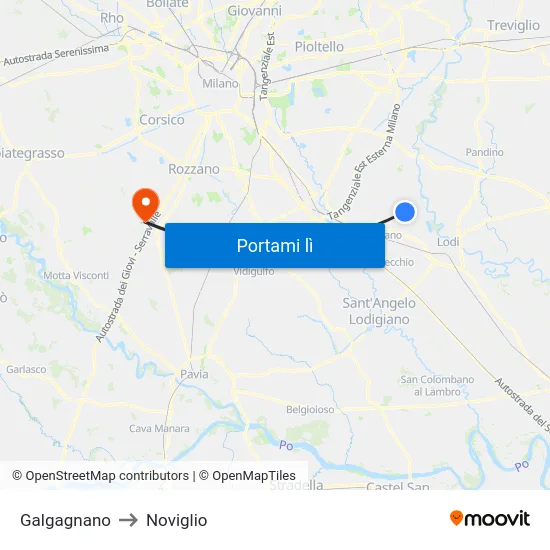Galgagnano to Noviglio map