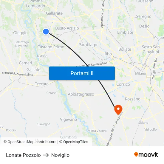 Lonate Pozzolo to Noviglio map