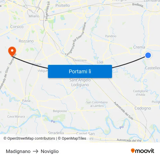 Madignano to Noviglio map