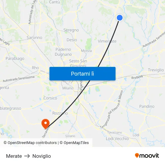 Merate to Noviglio map