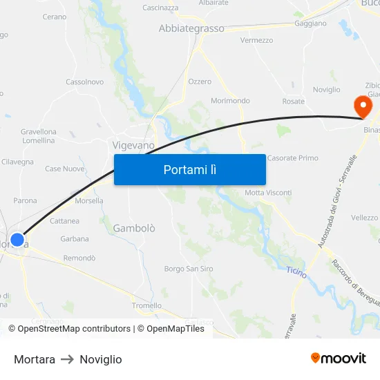 Mortara to Noviglio map