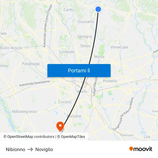 Nibionno to Noviglio map