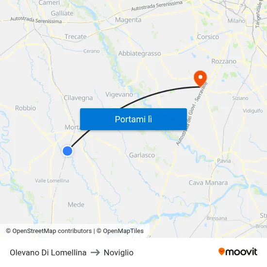 Olevano Di Lomellina to Noviglio map