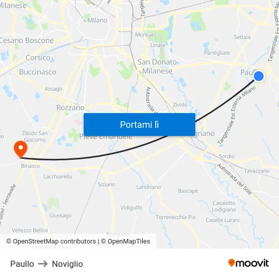 Paullo to Noviglio map