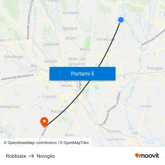 Robbiate to Noviglio map