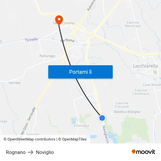 Rognano to Noviglio map