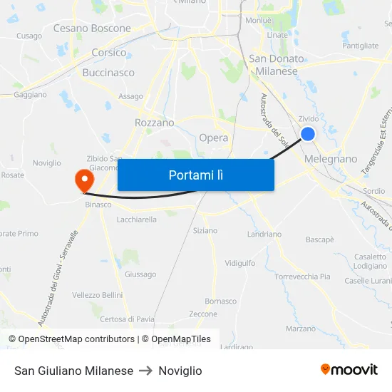 San Giuliano Milanese to Noviglio map
