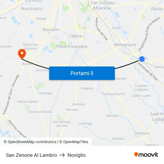 San Zenone Al Lambro to Noviglio map